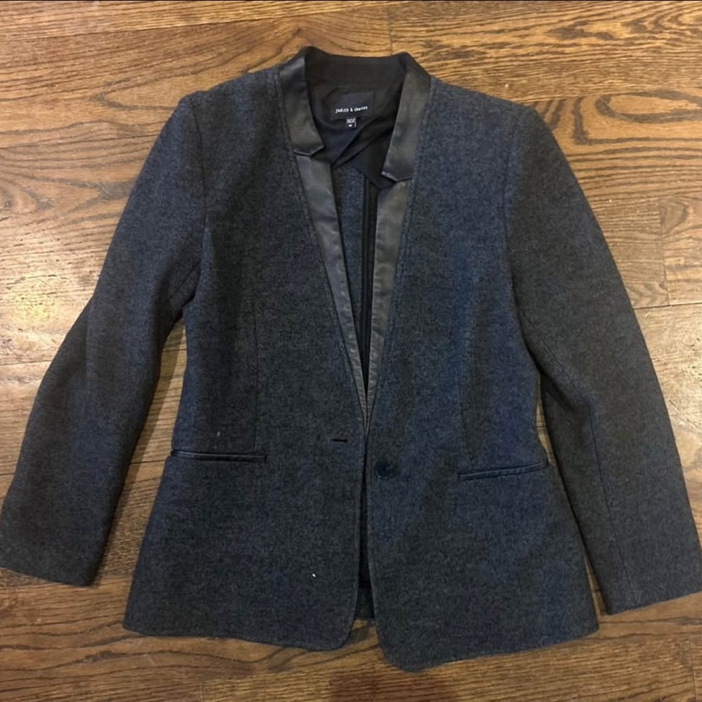 Judith and Charles Gray and Black Tailored Blazer with Notched Lapels
